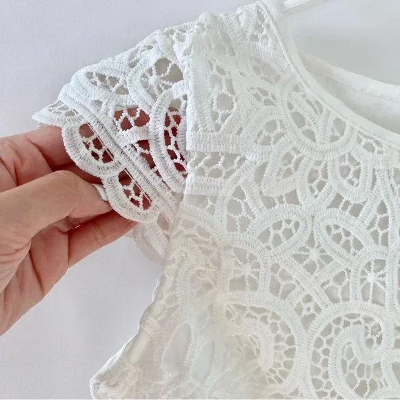 NWT Dress Me Zara White Lace Crop Top & Split Hem Maxi Skirt Two Piece Set Small - Picture 2 of 15